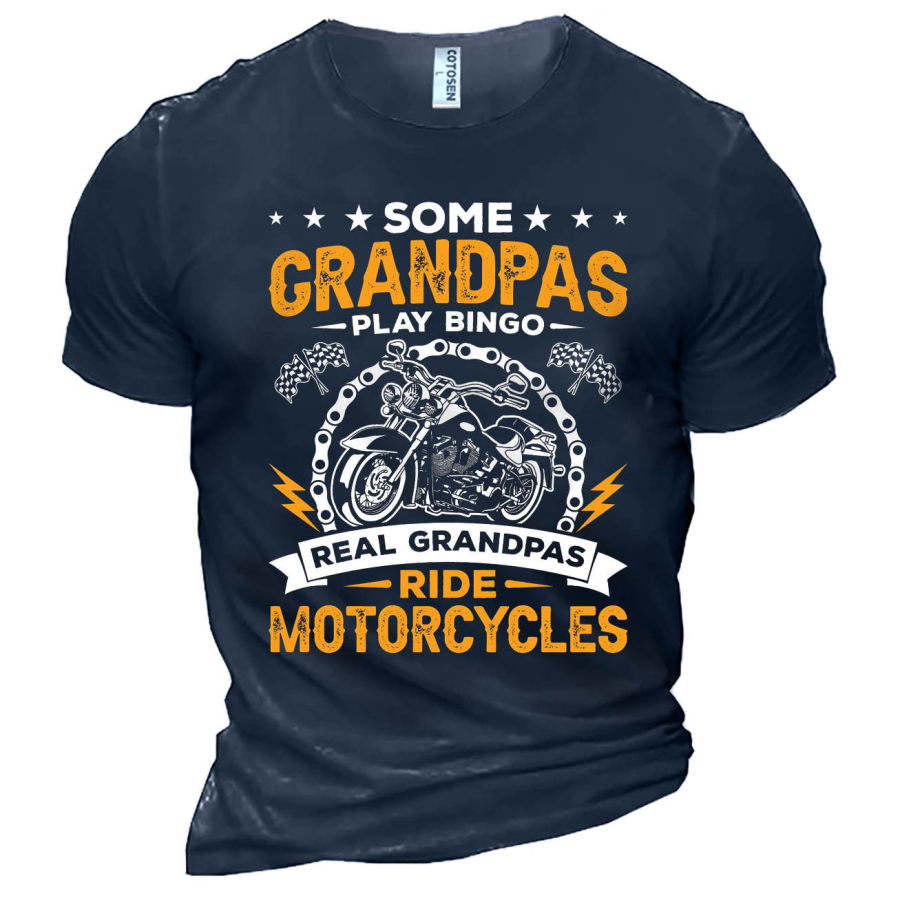 

Men's Some Grandpas Play Ride Motorcycle Cotton T-Shirt