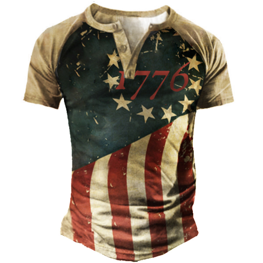 

1776 American Flag Men's Outdoor Tactical Zip Raglan T-Shirt