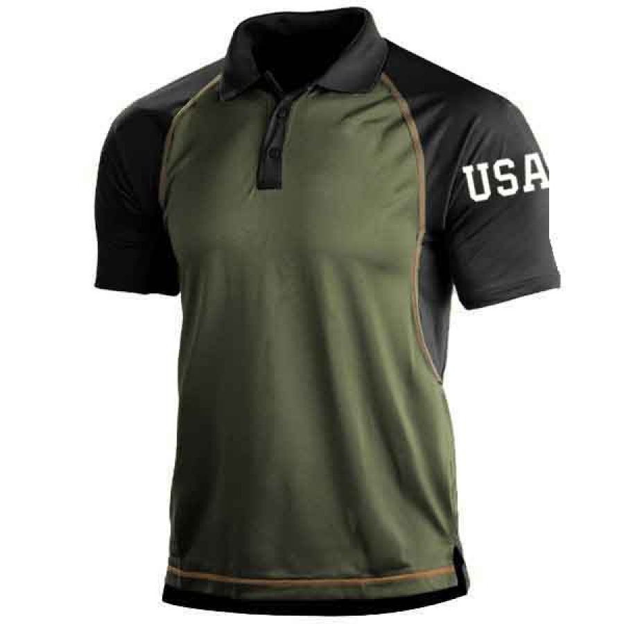 

Men's USA Outdoor Tactical Sport PoLo Neck T-Shirt