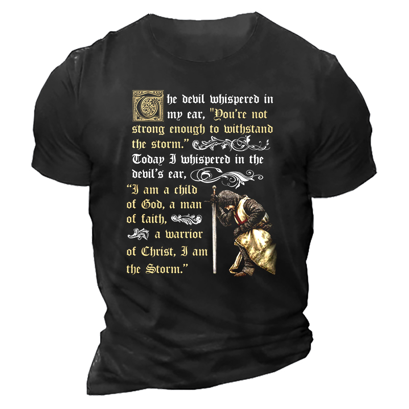 Men's Temple Knights Cross Print Chic T-shirt