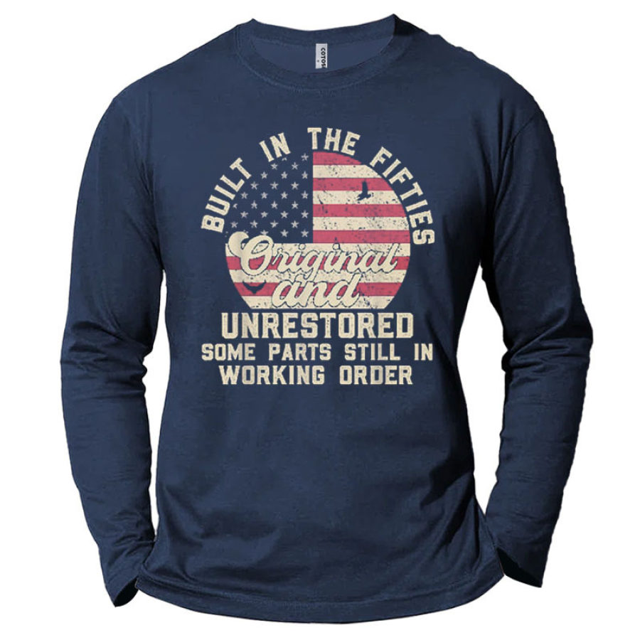 

Built In The Fifties Original Men's Printed Long Sleeve Cotton T-Shirt