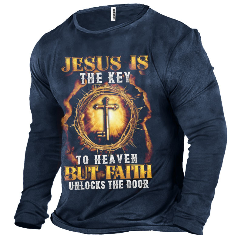 Jesus Is The Key Chic To Heaven But Faith Unlocks The Door Men's T-shirt