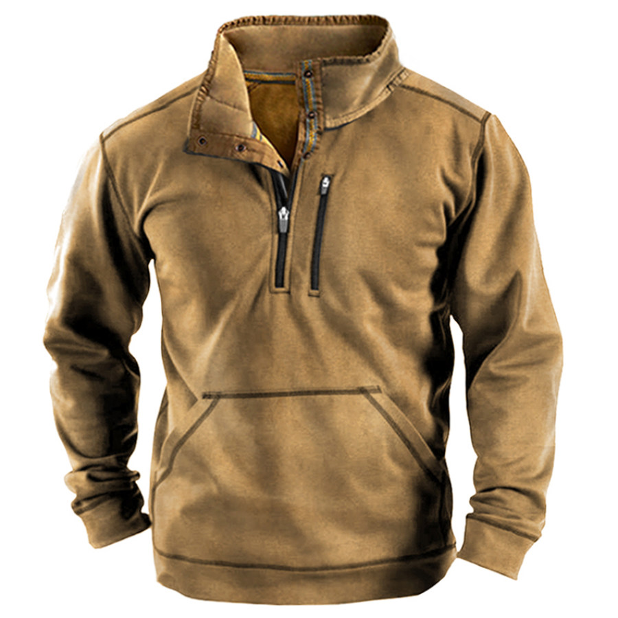 

Men's Henley Lapel Outdoor Tactical Softshell Sweatshirt