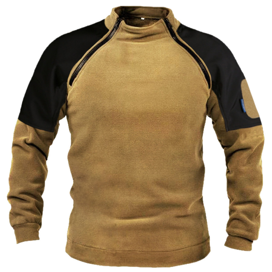 

Men's Outdoor Leisure Tactical Patchwork Fleece Sweater