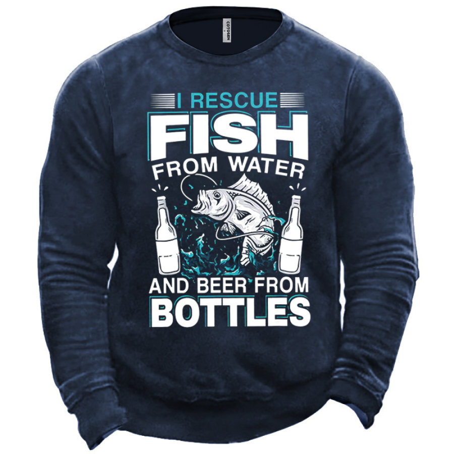 

Men's I Rescue Fish From Water And Beer From Bottles Print Sweatshirt