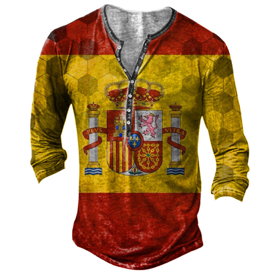 

Men's Outdoor Spain Soccer Print Long Sleeve T-Shirt