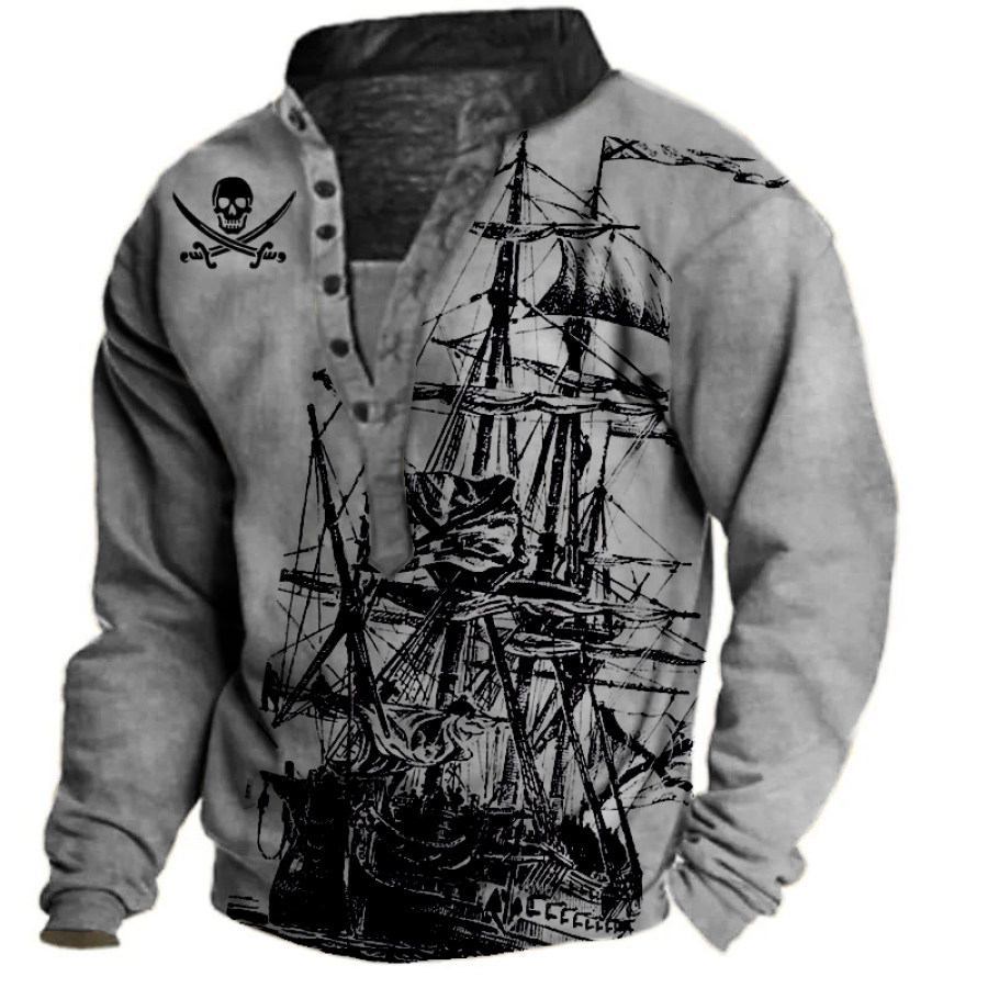 

Men's Pirate Ship Henley Sweatshirt