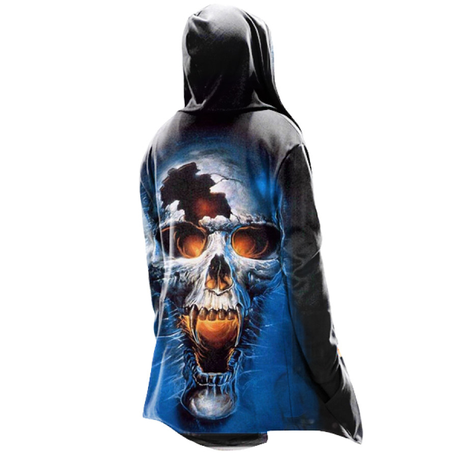 

Men's Outdoor Skull Print Tactical Lace-Up Hooded Fleece Jacket