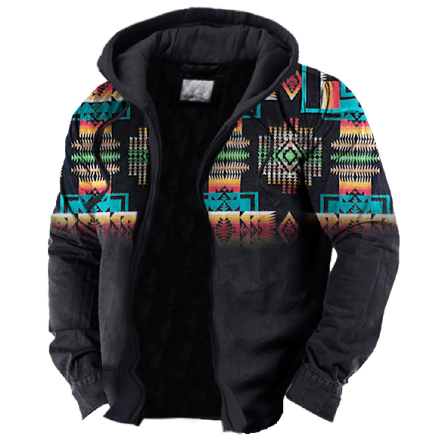 

Men's Contrast Cowboy Aztec Christmas Hooded Jacket