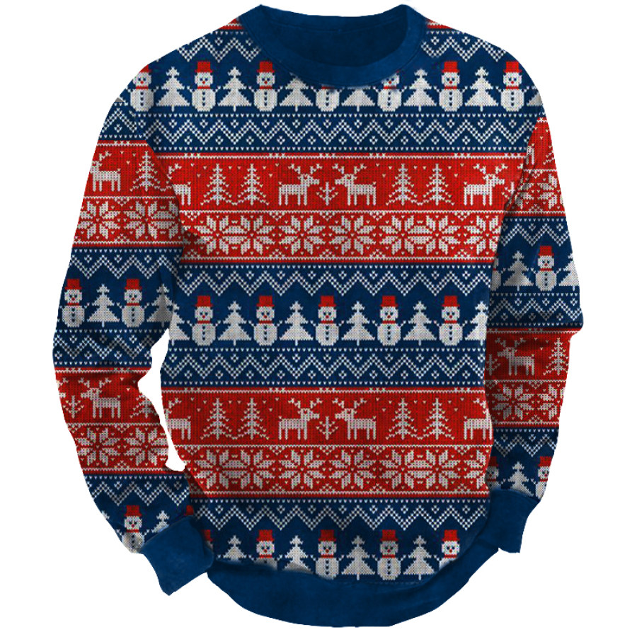 

Men's Vintage Christmas Snowflake Gift Graphic Print Crew Neck Sweatshirt