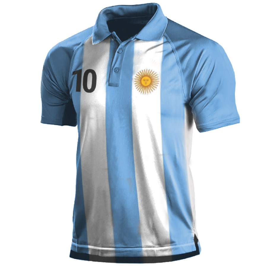 

Men's 2022 World Cup Argentina Flag Soccer Polo T-shirt