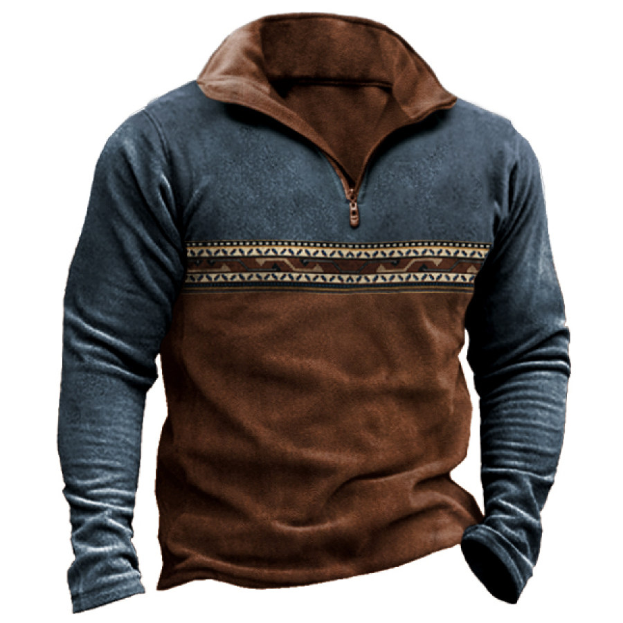 

Men's Vintage Western Aztec Tribal Geometric Print Winter Sweatshirt