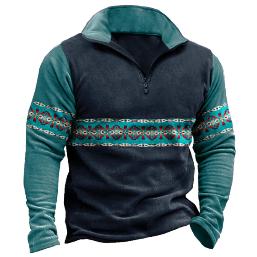 

Men's Vintage Western Aztec Tribal Geometric Print Winter Sweatshirt