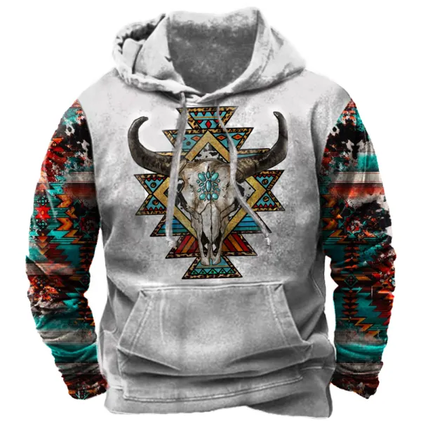 Cowboy Western Print Men's Hooded Sweatshirt - Kalesafe.com 
