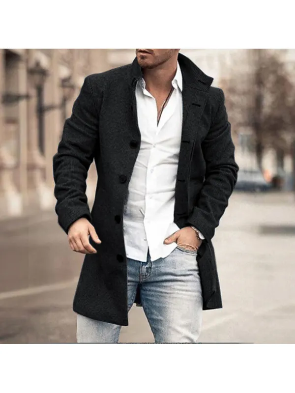 Men's Fashion Loose Jacket Mid Length Wool Coat - Timetomy.com