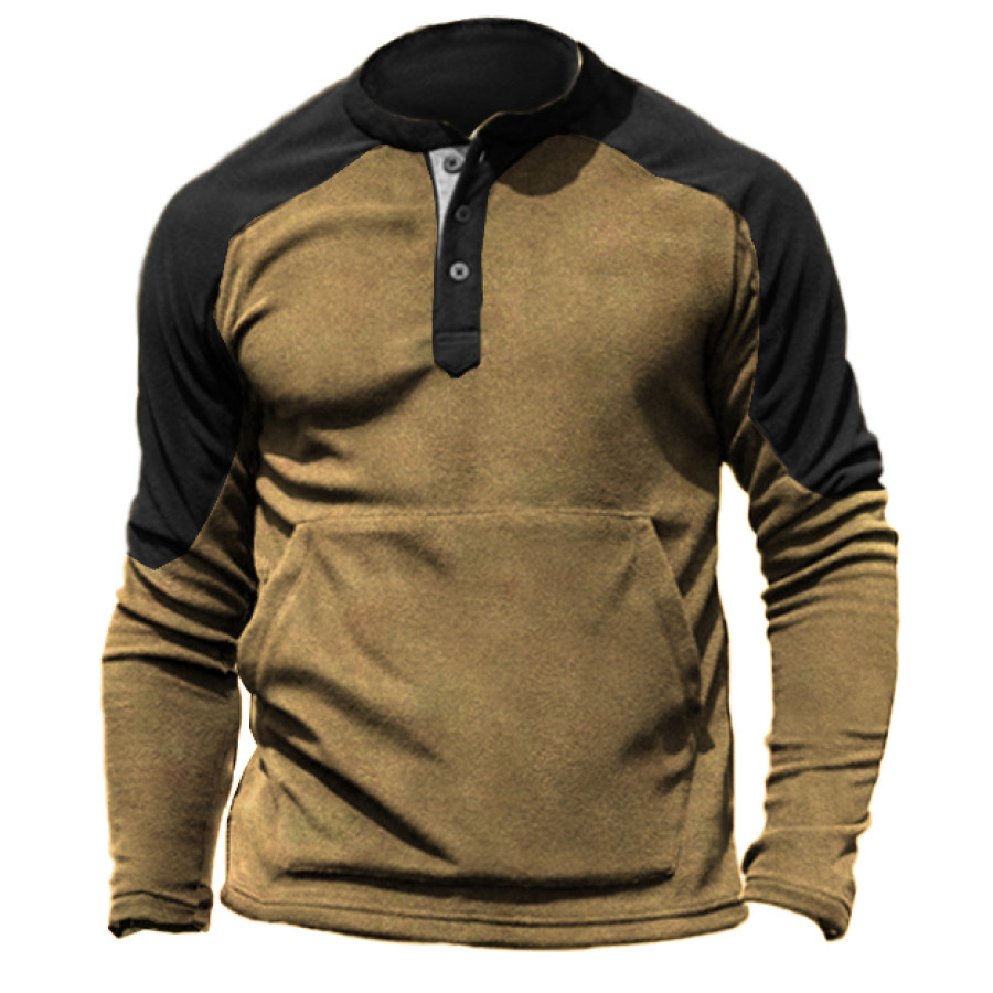 

Men's Outdoor Color Contrasting Fleece Pullover Tactical Hoodie