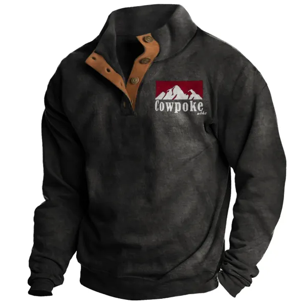Men's Outdoor Casual Cowpoke Stand Collar Long Sleeve Sweatshirt - Blaroken.com 