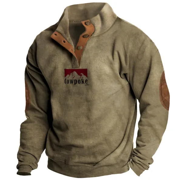 Men's Outdoor Casual Cowpoke Stand Collar Long Sleeve Sweatshirt - Blaroken.com 
