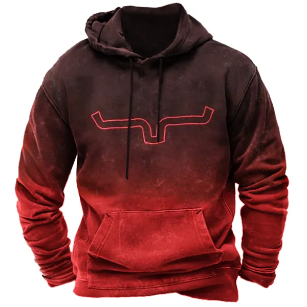 Men's Vintage Western Cowboy Gradient Hoodie - Kalesafe.com 