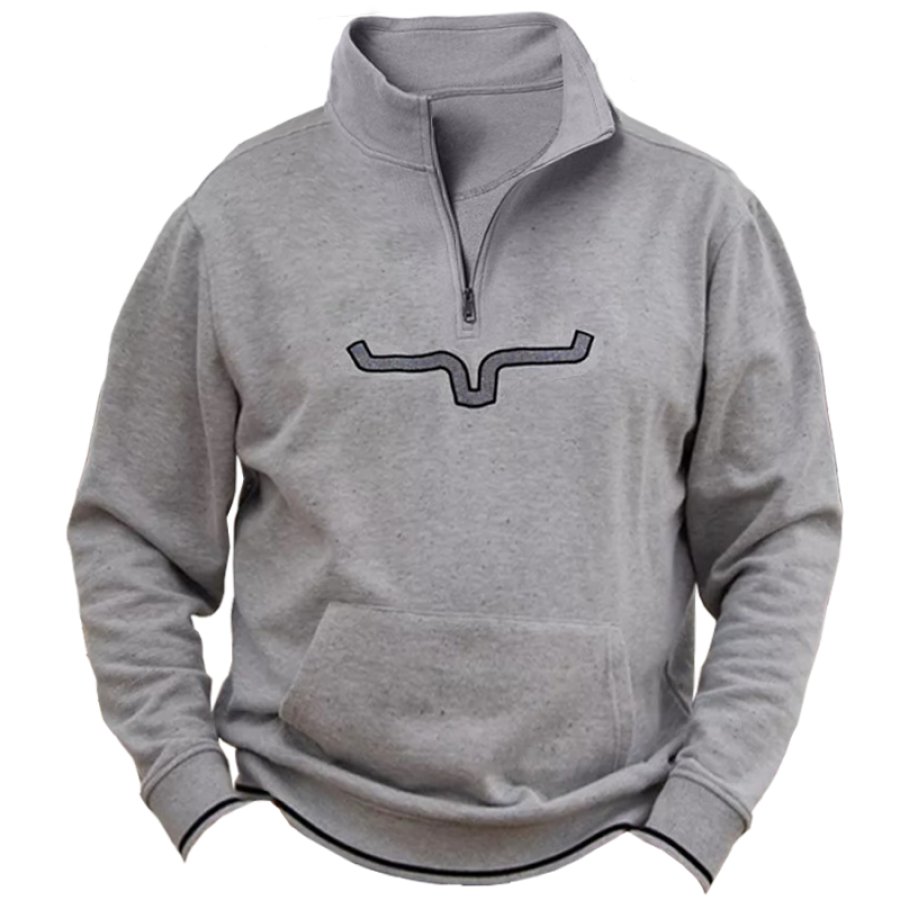 

Men's Western Cowboy Zipped Mock Neck Sweatshirt
