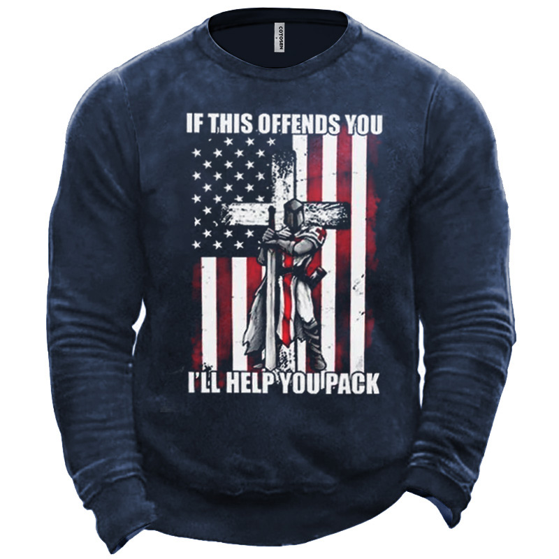 Men's Jesus If This Chic Offends You Will Help You Pack American Flag Sweatshirt