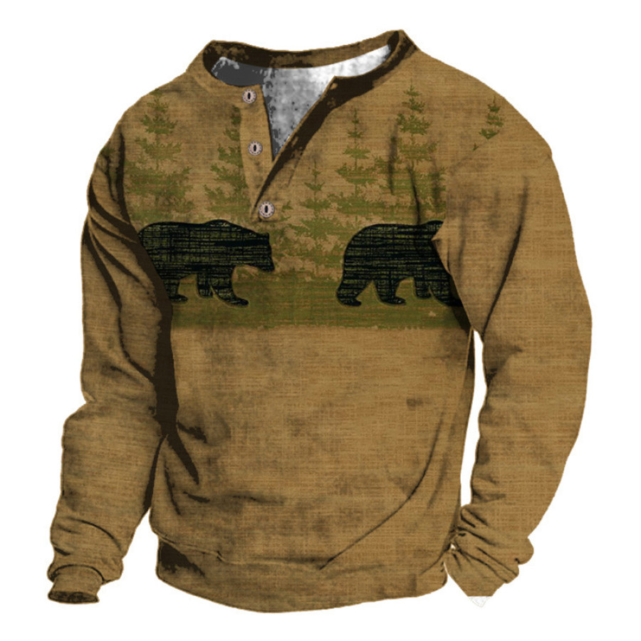 

Men's Outdoor Casual Printed Long Sleeve Half Open Collar Sweatshirt