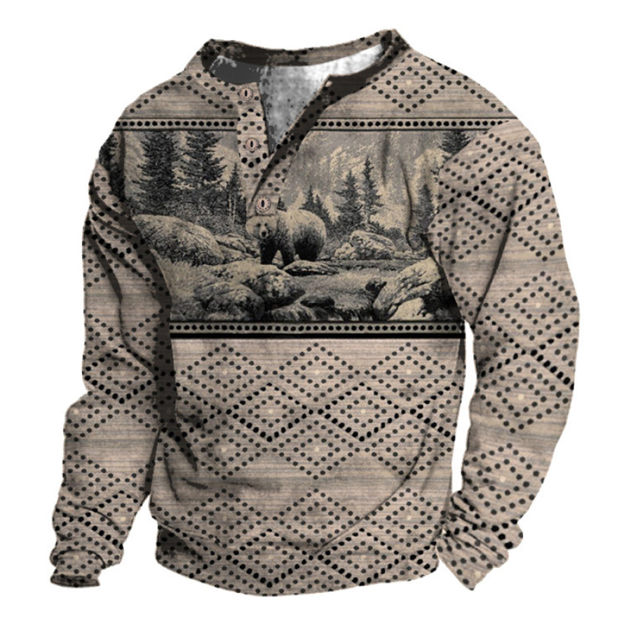

Men's Outdoor Casual Printed Long Sleeve Half Open Collar Sweatshirt