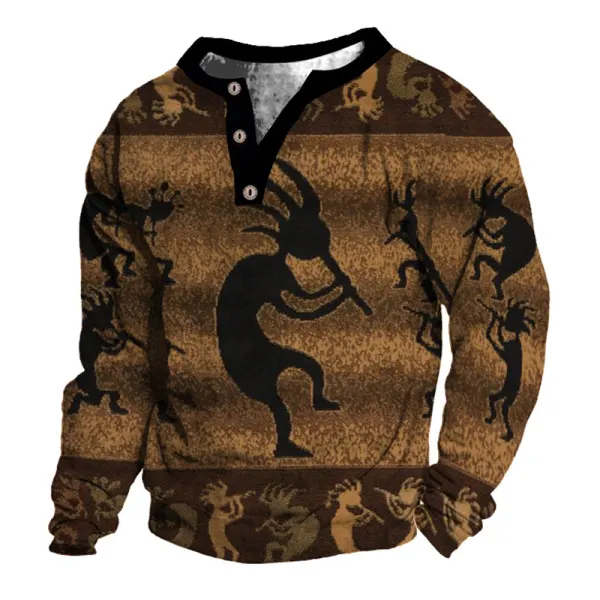 Men's Outdoor Casual Printed Long Sleeve Half Open Collar Sweatshirt - Kalesafe.com 