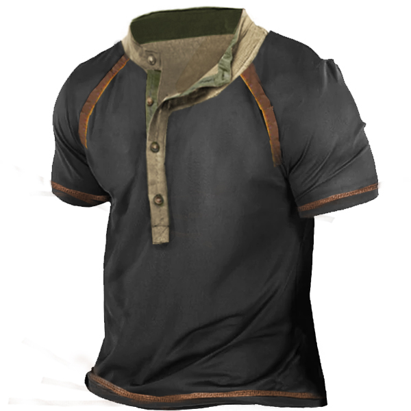 Men's Retro Contrast Color Chic Raglan Sleeve Short T-shirt