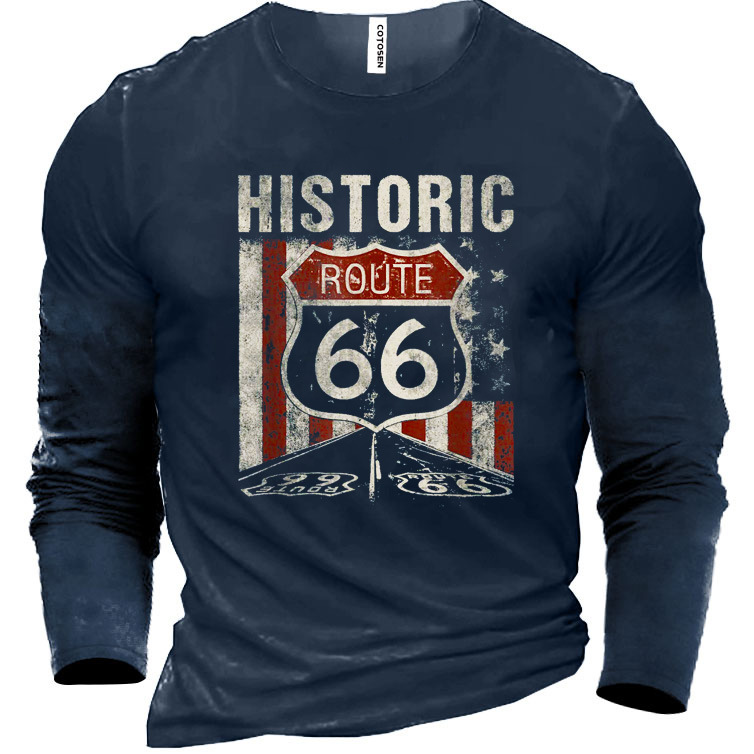 Men's Historic Route 66 Chic Cotton Long Sleeve T-shirt