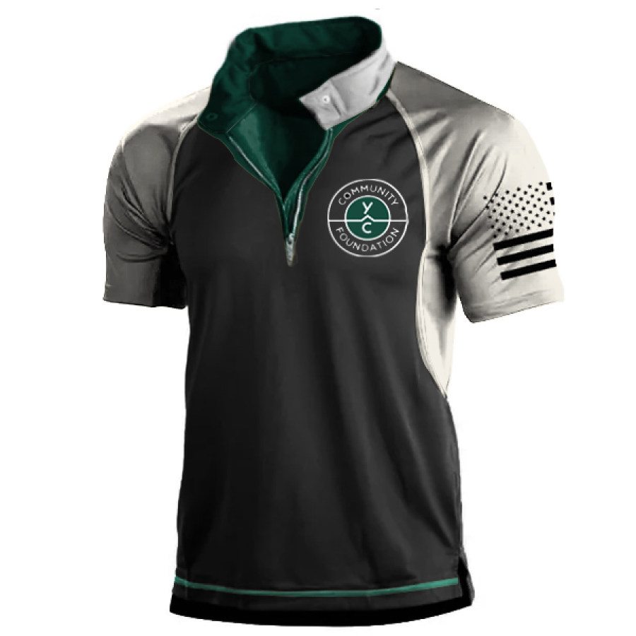 

Men's Outdoor Yellowstone Zip Stand Collar Tactical Polo Shirt