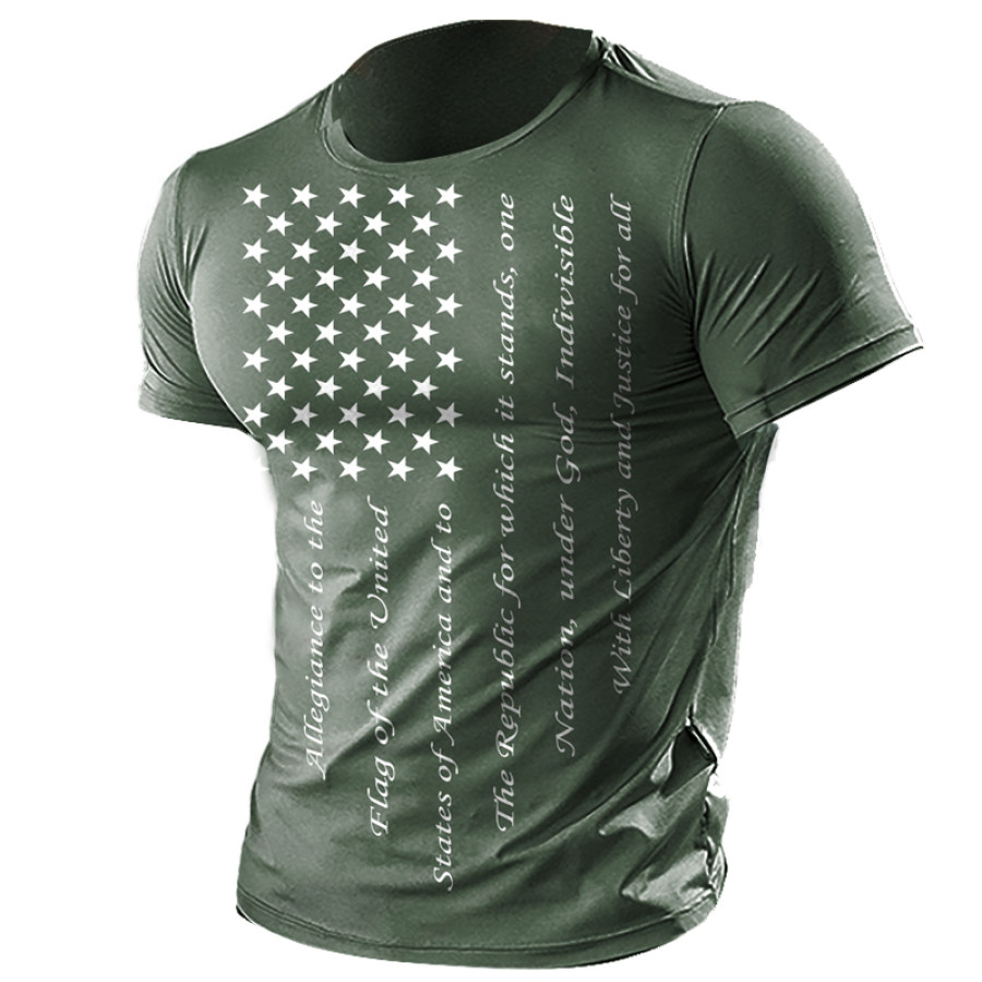 

Men Patriotic Pledge Of Allegiance American Cotton Tee