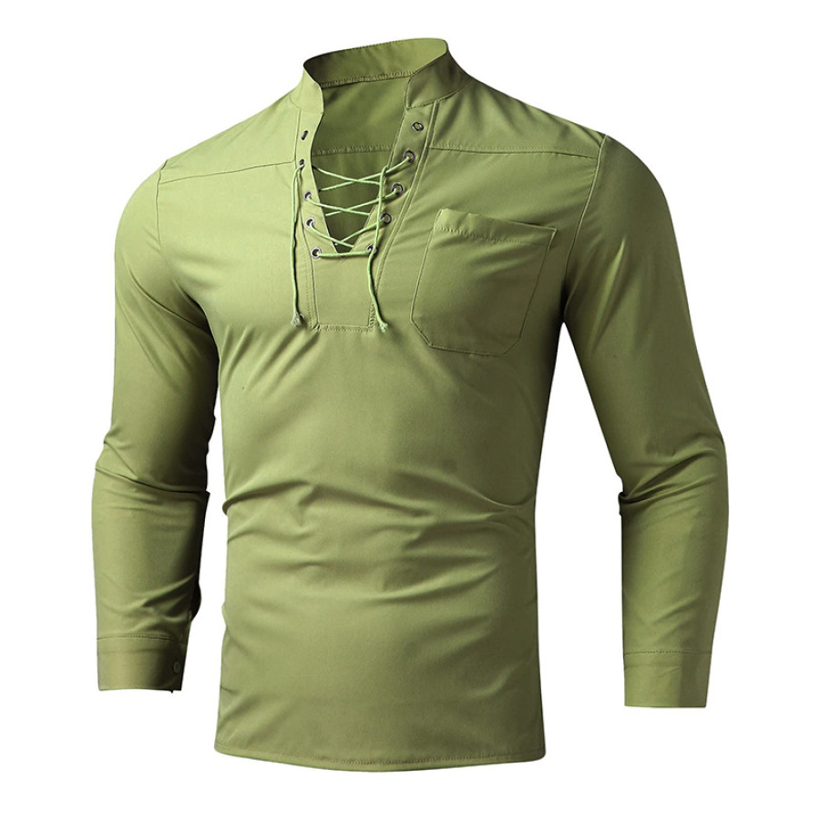

Mens Travel Vintage Hoodless Drawstring Long Shirt