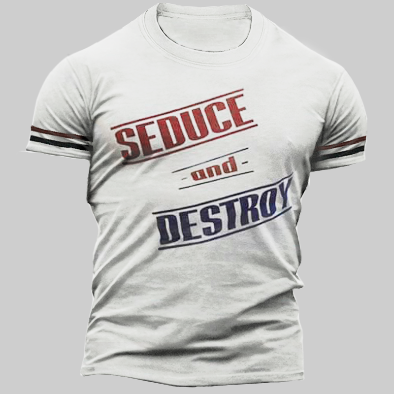 Seduce And Destroy Men's Chic Vintage Letter Print T-shirt