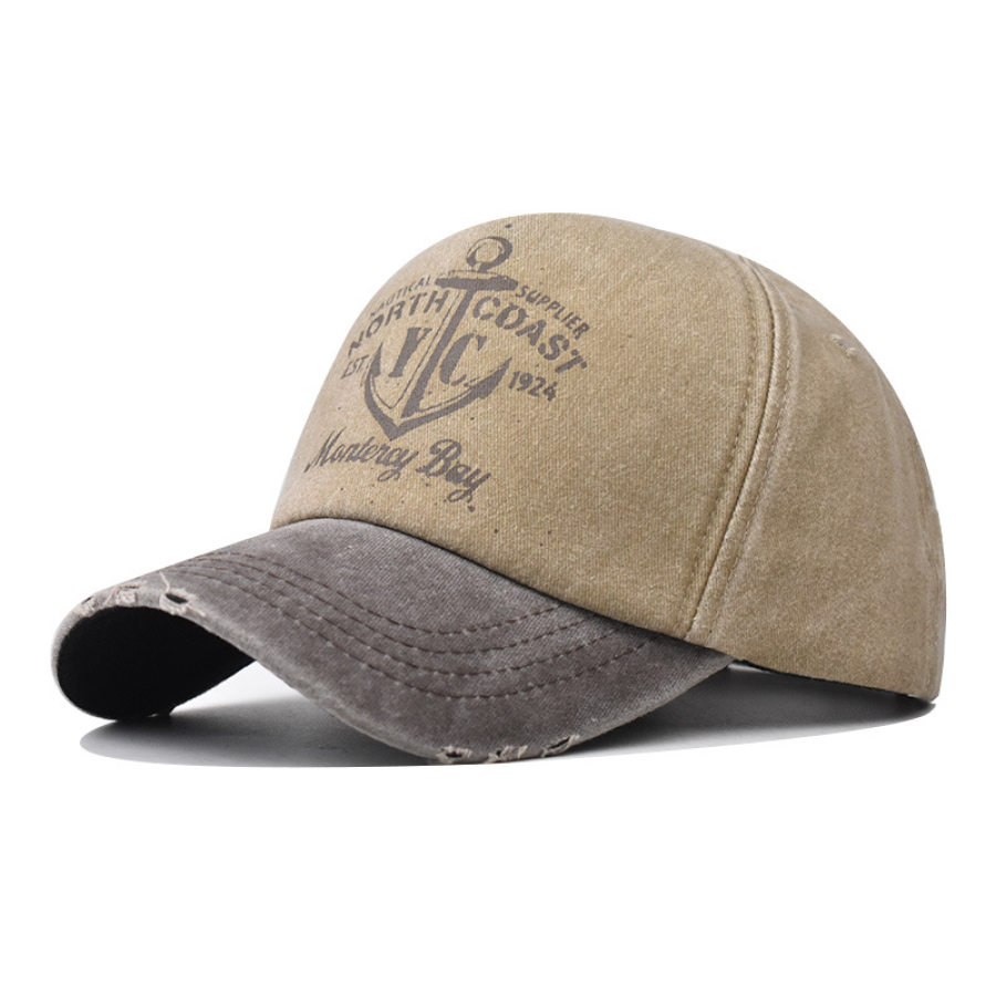 

Men's Vintage Nautical Shipsight Print Washed Cotton Sun Hat