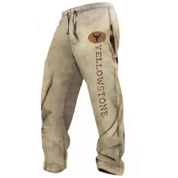 Men's Vintage Western Yellowstone Casual Pants - Blaroken.com 