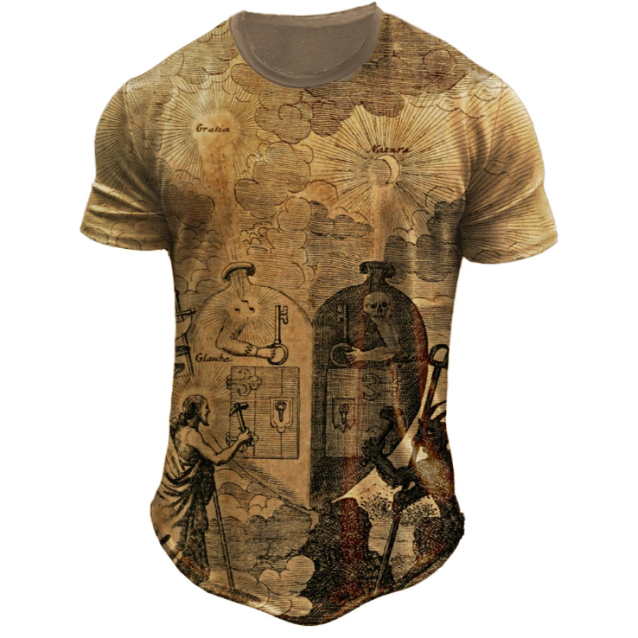 

Mens Vintage Outdoor Dark And Light Keeper 3D Printed Short Sleeve Tee
