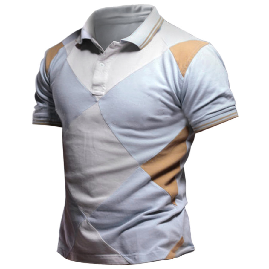 

Men's Casual Color Block Short Sleeve Polo Shirt