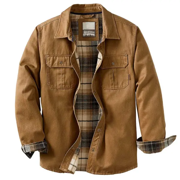Men's Autumn And Winter Outdoor Retro Plaid Lining Design Jacket - Paleonice.com 