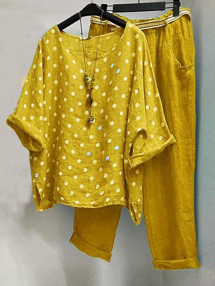 Fashion Casual Polka Dot Two-piece Suit