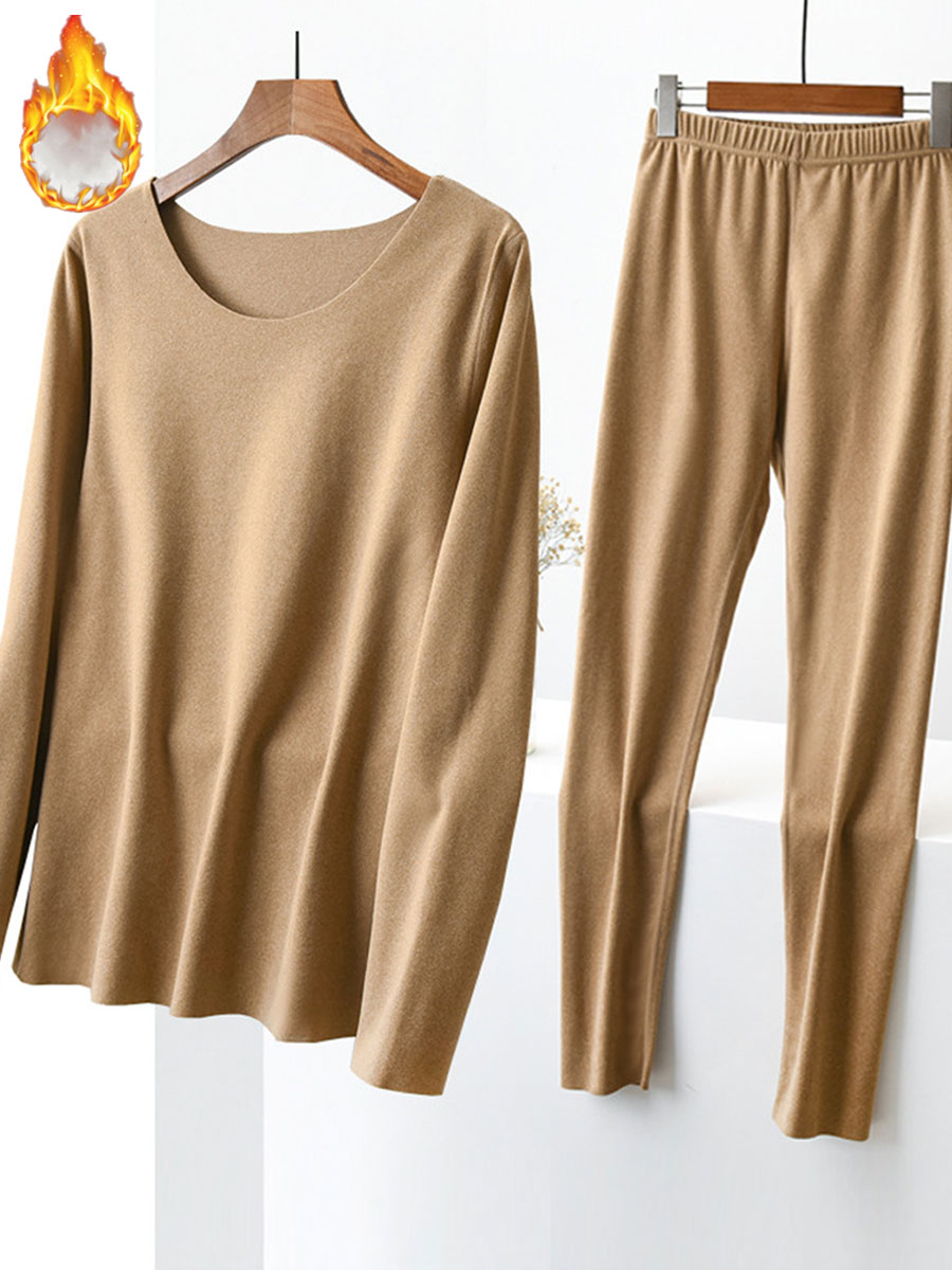 Round Neck Casual Loose Warm Fleece Suit