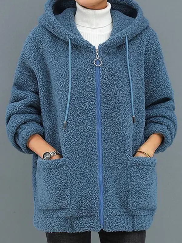 Lässiger Lockerer Thermo-Hoodie-Mantel Aus Fester Lammwolle - Maxizero.chimpone.com 