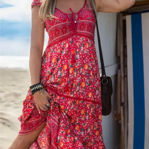 Women's Western Ethnic Bohemian Print Dress Beach Dress - Blaroken.com 