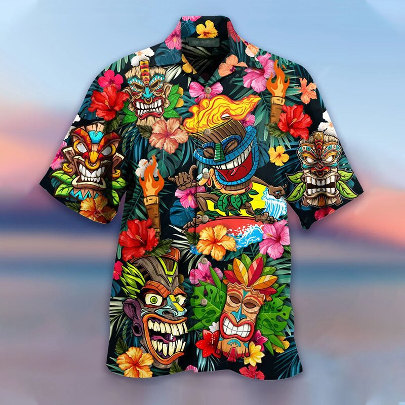 Men's Cannibal Seaside Beach Shorts Short Sleeve Shirt Set