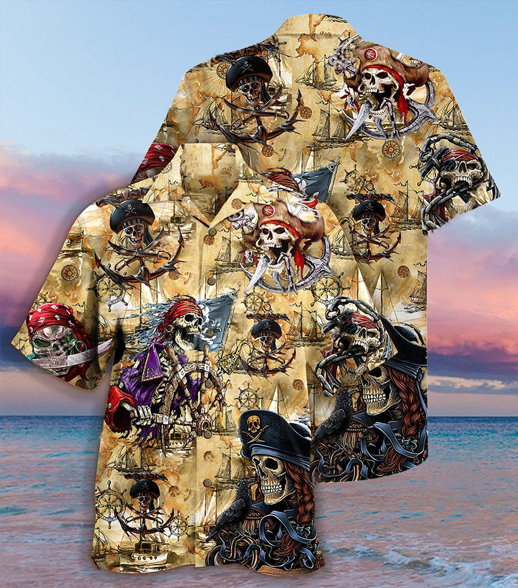 Men's Pirate Beach Short Sleeve Shirt Two Piece Suit