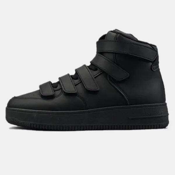 Pure Black Velcro High-top Shoes - Blaroken.com 