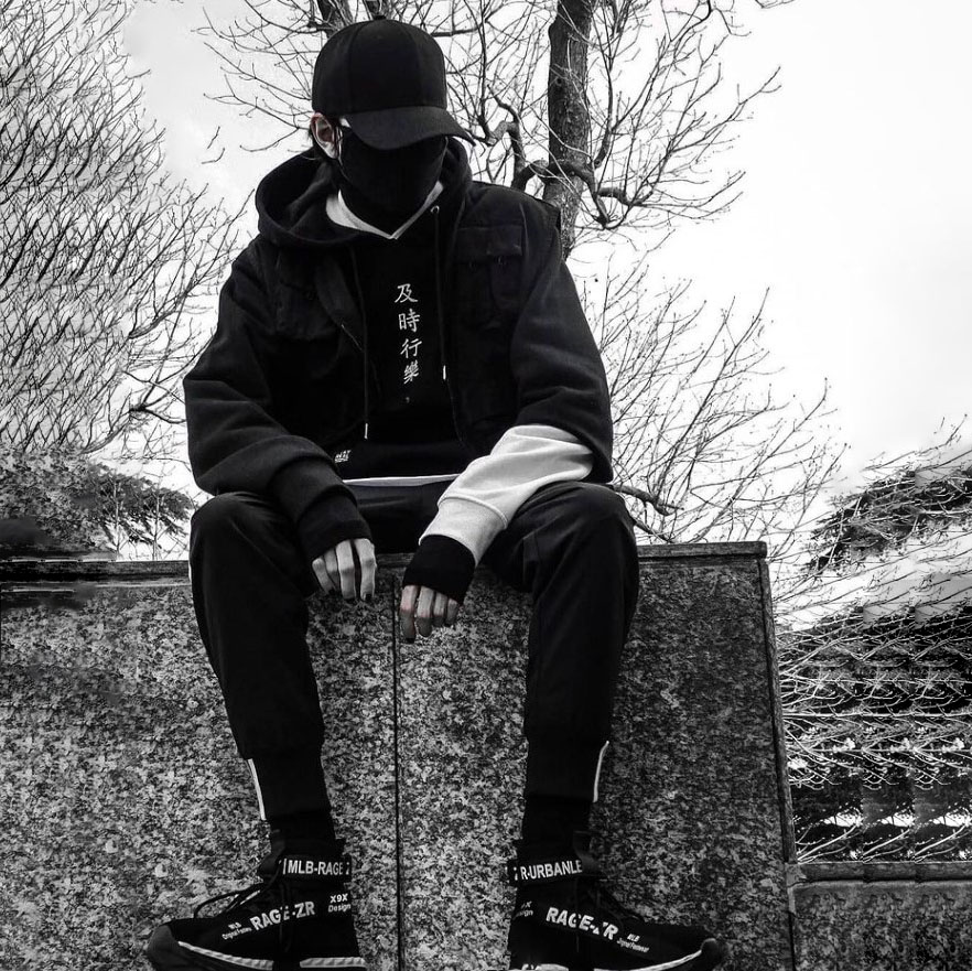 Dark Harajuku Text Print Hoodie