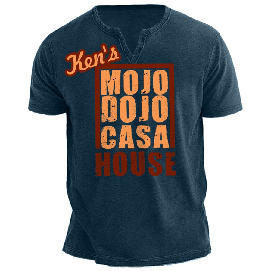 

Ken's Mojo Dojo Casa House Men's Breathable Casual Button V Neck T-Shirt