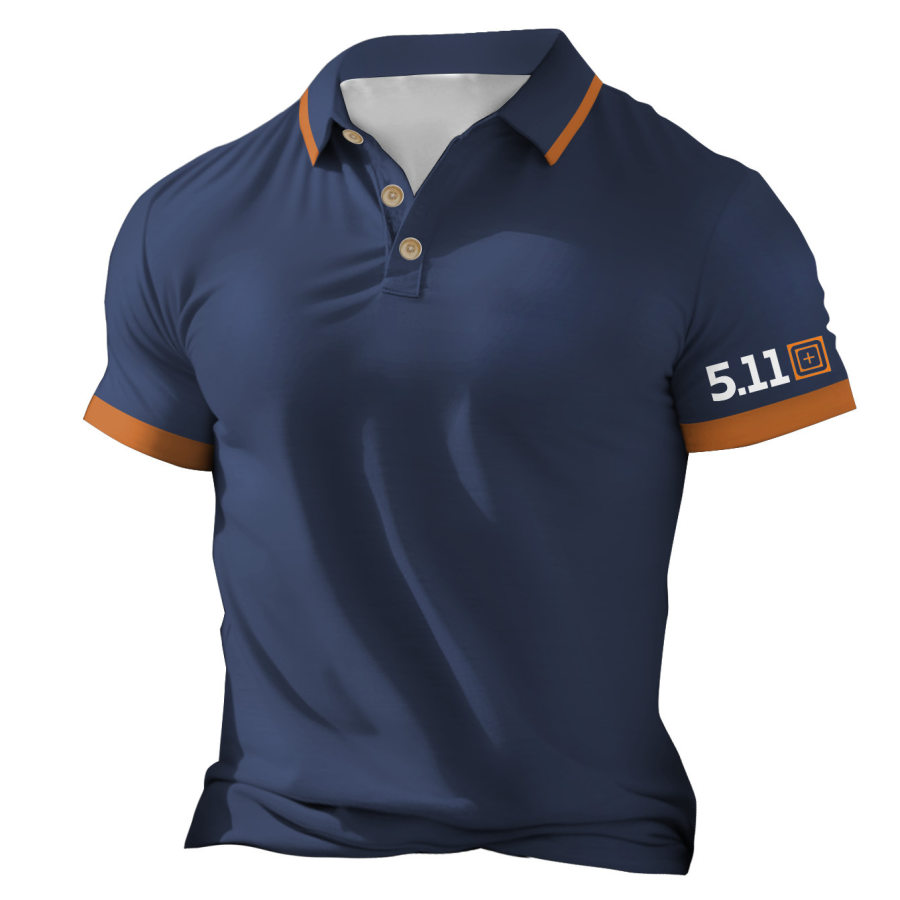 

Camiseta Polo Masculina Manga Curta Vintage 511 Tático Absorvente De Umidade Tamanho Grande Verão Diariamente Tops Azul Marinho