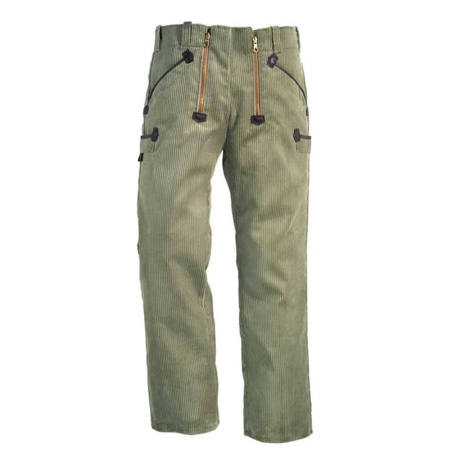

Mens Corduroy Trousers Zipper Design Outdoor Retro Corduroy Work Pants Arbeitshose Cord